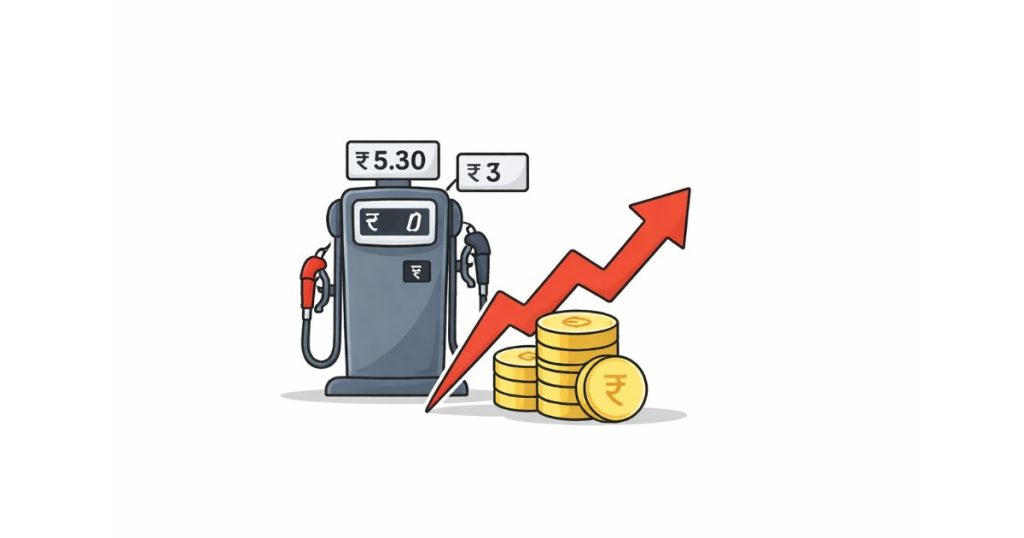 Fuel price hike by Nayara Energy showing petrol pump with updated higher rates